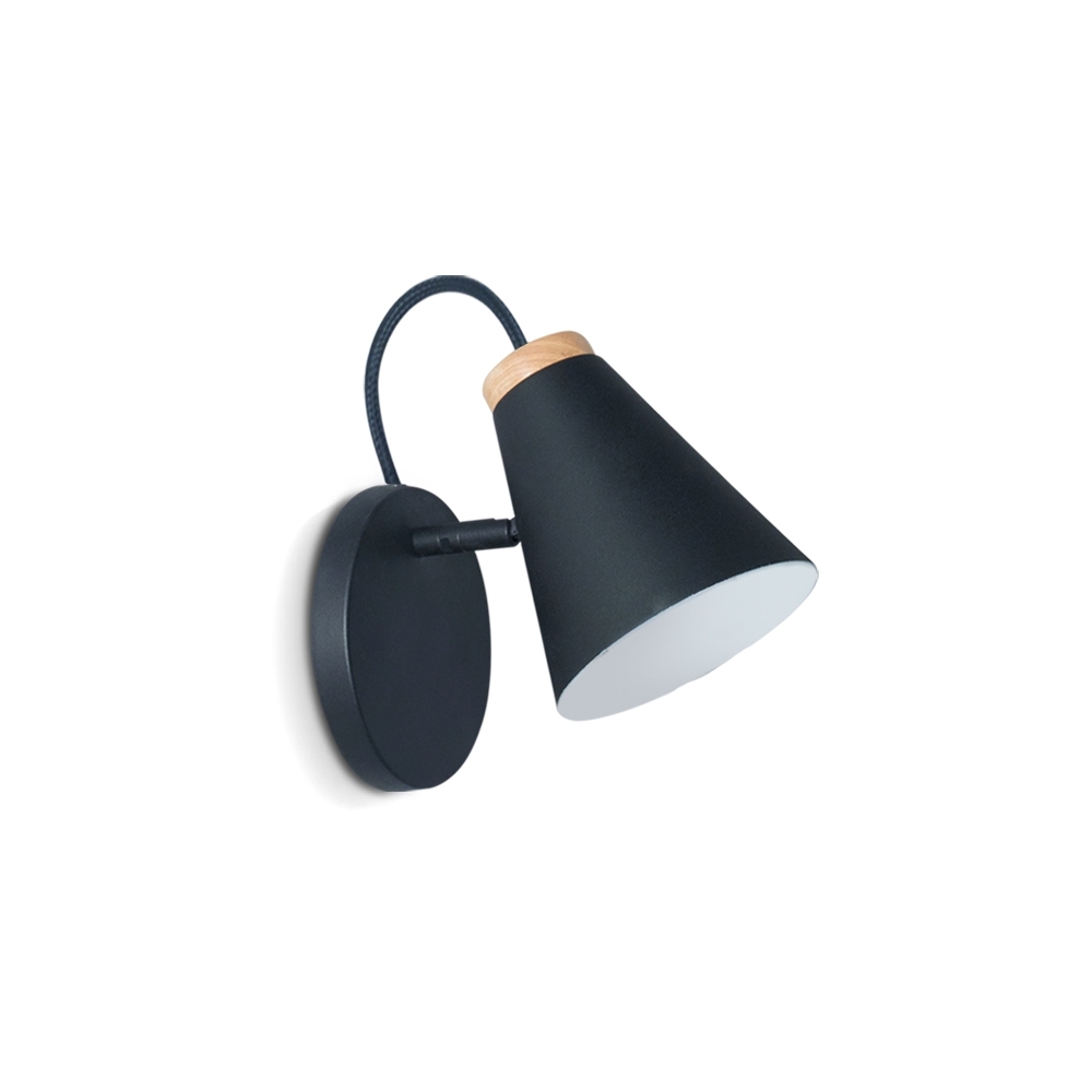 Nordik Aplique Movil Metal/Madera 1L E27 Negro