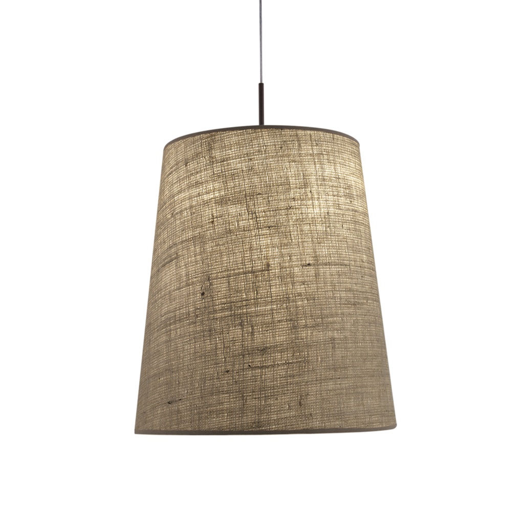 Liv Colgante Conica 2L E27 Di.35x45xh.50Cm Cañamo Oscuro Con Tapa Cromo