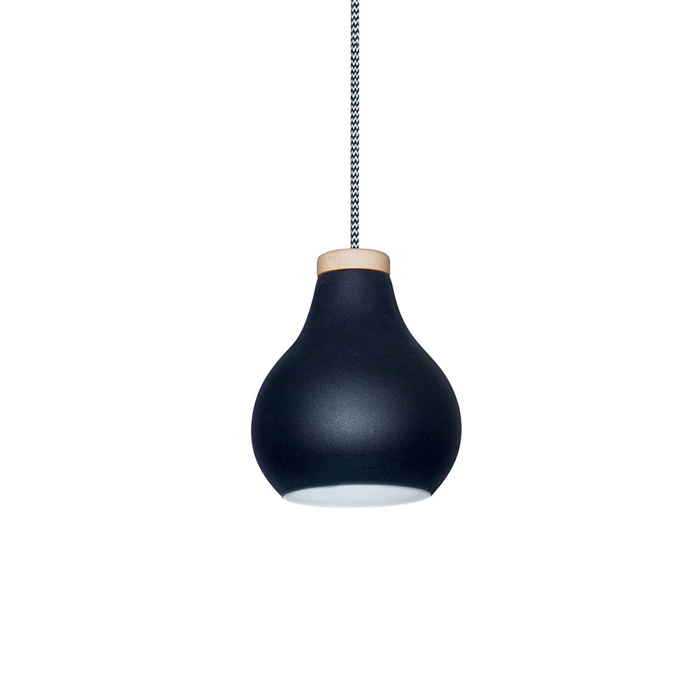 Mari Colgante Metal/Madera 1L E27 Negro C/Cable Textil 