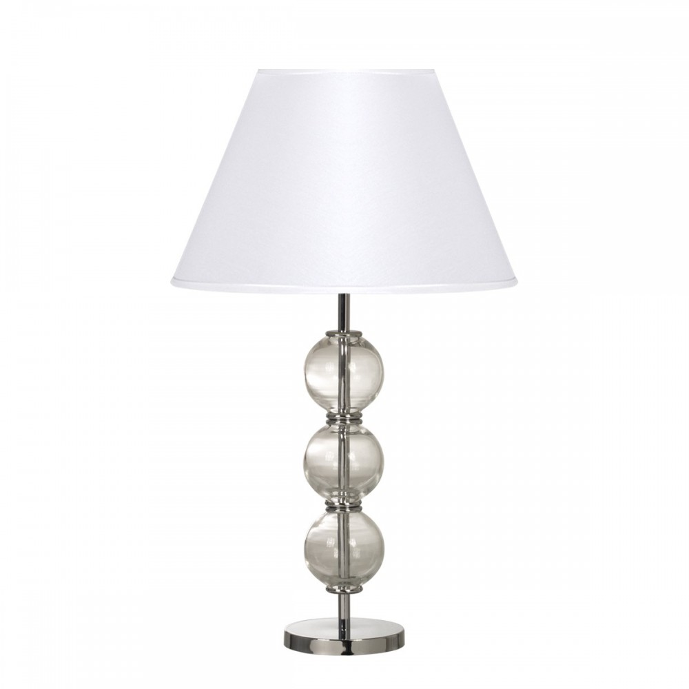 Sarah Lampara de Mesa Vidrio/Metal 1L E27 Conica Lienzo Blanco H.60cm Cromo