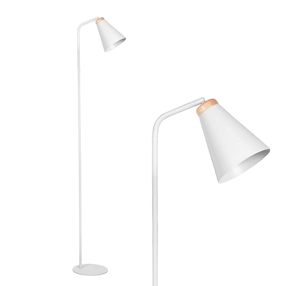 Nordik Lampara de Pie Metal/Madera Movil 1L E27 h.150cm Blanco 