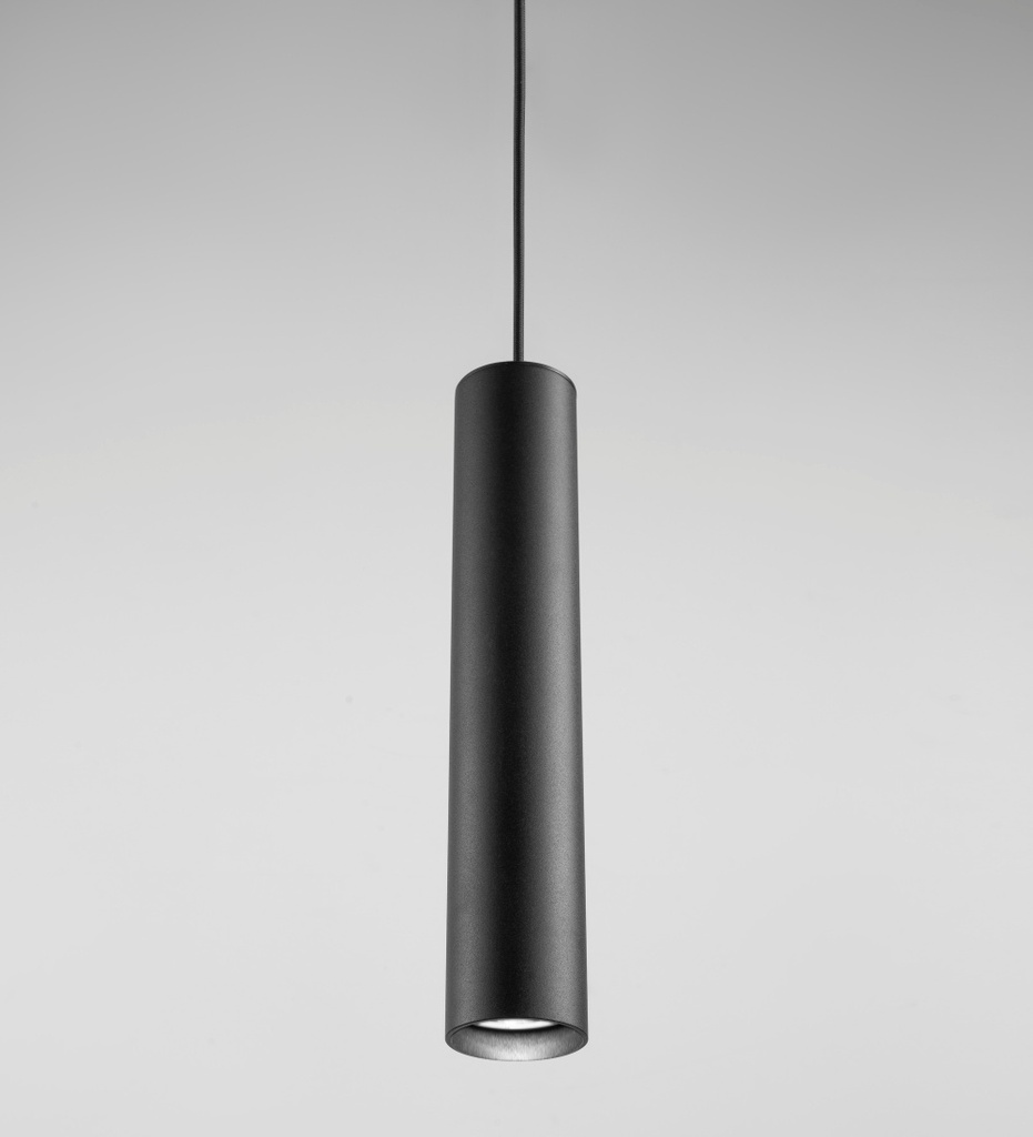 Coco 1.2 Colgante Cilindrico GU10 Par16 13w ø56x320mm S/Floron Negro/Negro