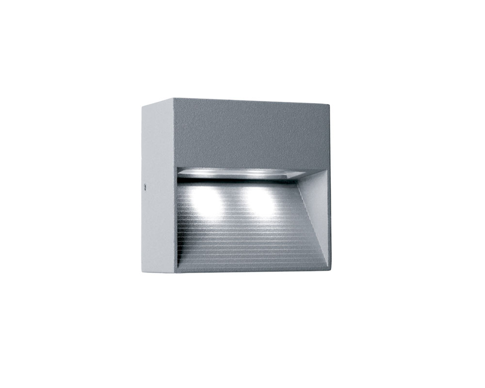 Kio Aplique de Pared Exterior Led 2x1w 3000k 81x81mm Gris