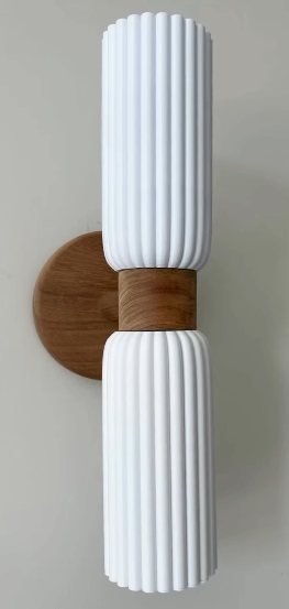 Bis Doble Tresde Aplique c/Lamp Led 2xG9 3,5W Blanco y Madera