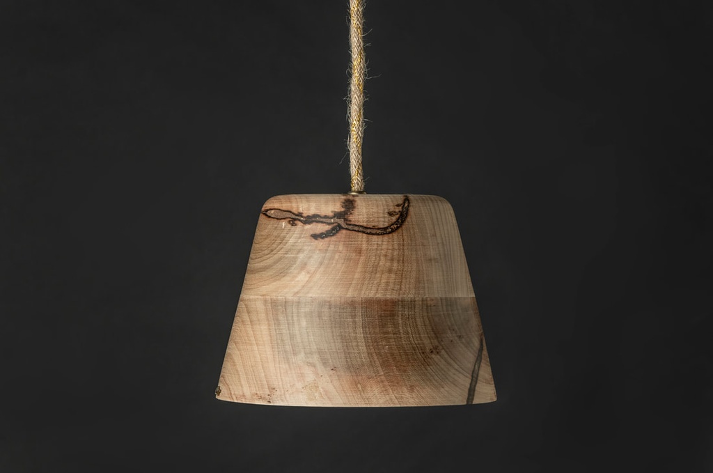 Mas Colgante Di.20cm c/Lamp Led Gota 4W Madera Natural