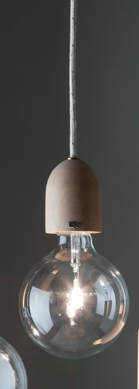 Cabezal Curvo Colgante c/Lamp Led Vintage o Globo Madera Natural