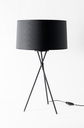 Tryp M Lampara de Mesa Tripode Pantalla Tela 1L E27 Negro  Mate