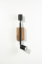 L Doble Aplique Madera C/2 Spots Movil Par16 Led 6W 3000K Dimeriz C/Dimer-Cable-Ficha Negro Mate