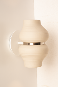 Nudo Aplique Cerámica H.28Cm 2xPar16 6W 2700k Led Marfil + Niquel Mate + Pie Negro