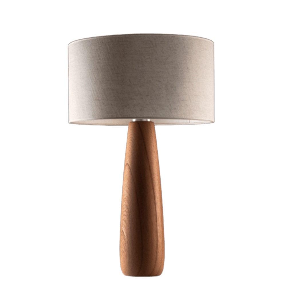 Tuna M40 Lampara Mesa Madera Cedro C/Pant.Lino Natural E27 Led Di.35xh58cm 