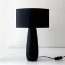 Tuna M25 Lampara Mesa Madera Negra C/Pant.Gross Negro E27 Led Di.25xh42cm 