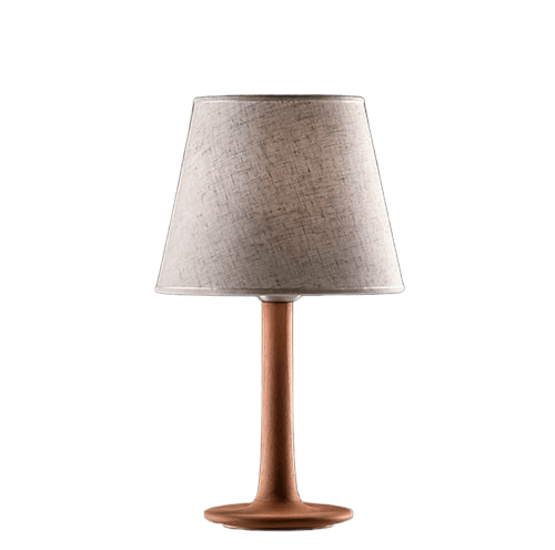 Trini MK22 Lampara Mesa Madera Cedro C/Pant.Lino Natural E27 Led Di.22xh40cm 