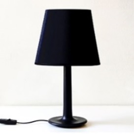 Trini MK28 Lampara Mesa Madera Negra C/Pant.Gross Negro E27 Led Di.36xh65cm 