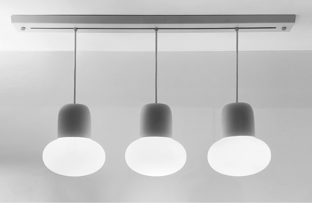 Lumuna T68x3 Colgante Barral Metal Tulipa Opal 3Luces E27 Led Di.20xh23cm Blanca