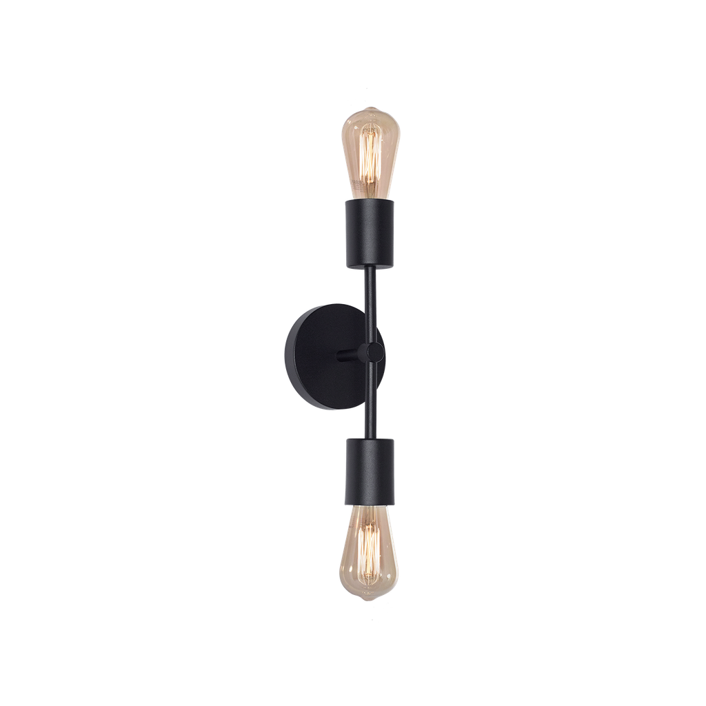 Minimal Aplique de Pared Doble Acero H.30Cm 2L E27 Negro 