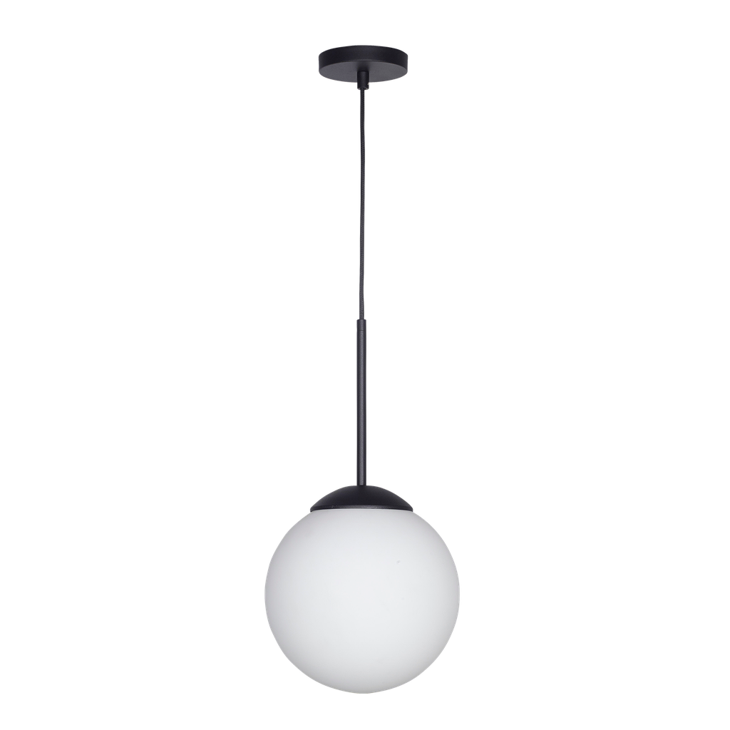 Colgante Globo Opal Satinado 1 Luz E27 Di.15cm h.150cm Negro