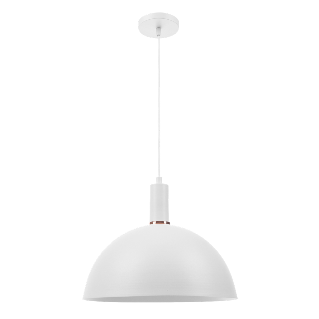Retro Colgante Semi Esfera 1 Luz E27 Di.38cm Blanco
