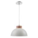 Nordik Colgante Semi Esfera 1 Luz E27 Di.28cm Blanco/Madera Natural