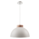 Nordik Colgante Semi Esfera 1 Luz E27 Di.38cm Blanco/Madera Natural