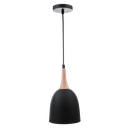 Nordik Wok Colgante 1 Luz E27 Di.18cm Negro/Madera Natural