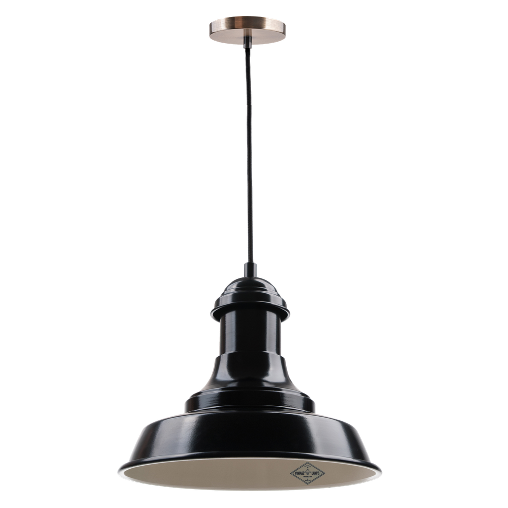 Classic Colgante Acero 1 Luz E27 Di.30cm Negro/Crema