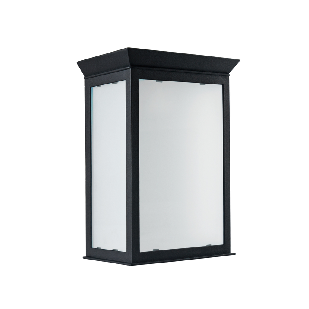 Medio Farol Aplique de Pared Hierro Vidrio Satinado 1 Luz E27 17xh.27cm Negro