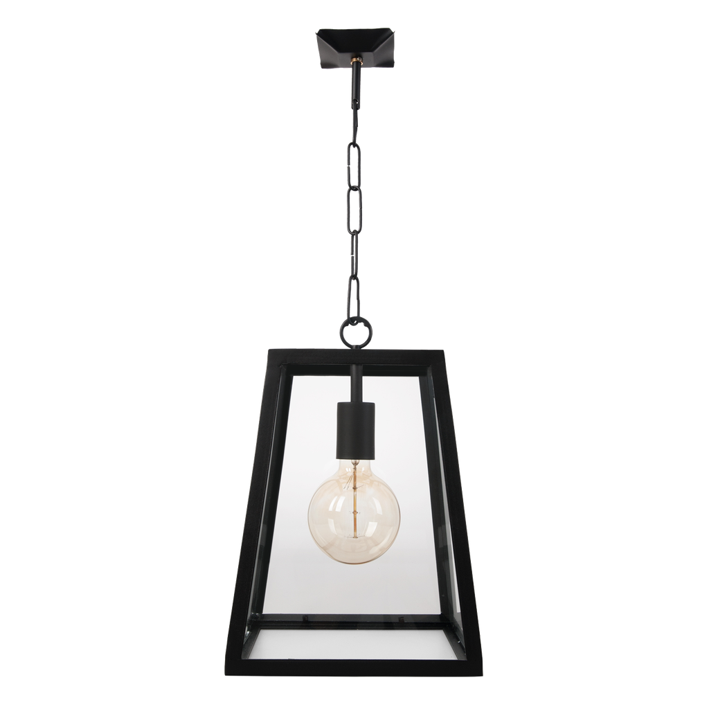 Farol Colgante Barral Hierro Vidrio Traslucido 1 Luz E27 30xh.38cm Negro