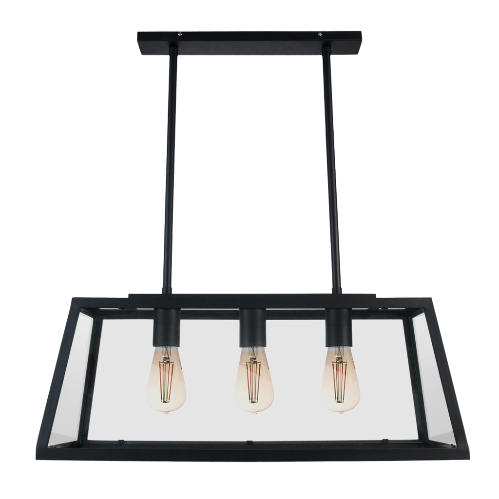 Farol Colgante Barral Hierro Vidrio Traslucido 5 Luces E27 L.100xh.30cm Negro