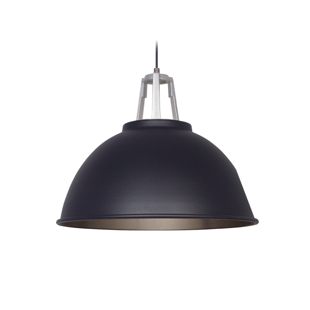 Galponera Industrial Colgante C/Aplique Superior 1 Luz E27 Di.50cm Negro/Blanco
