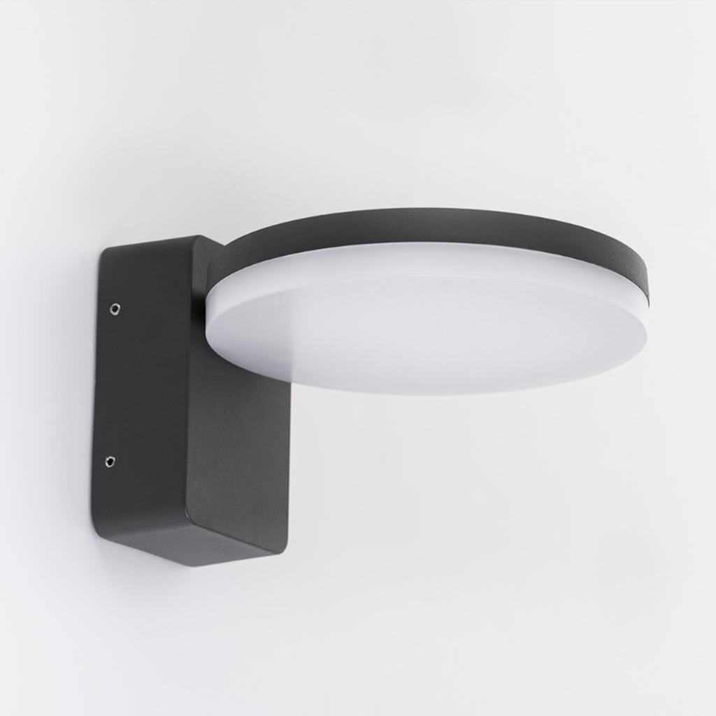 Vk P Aplique Exterior Circular Led 12W 3000K 220v Ip65 Di.165mm Negro