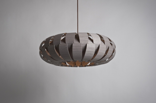 Emilia 60 Colgante Madera Reconstituida Di.60cm E27 Roble Gris