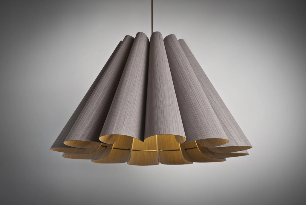 Lora 70 Colgante Madera Reconstituida Di.70cm E27 Roble Gris