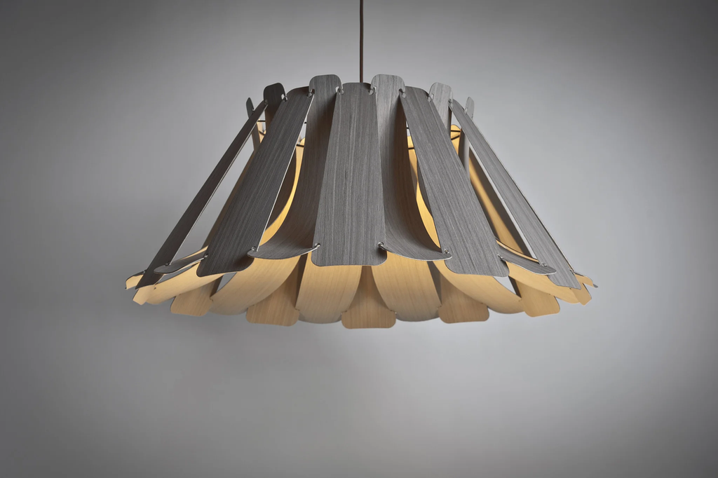 Mila 80 Colgante Madera Reconstituida Di.80cm E27 Roble Gris