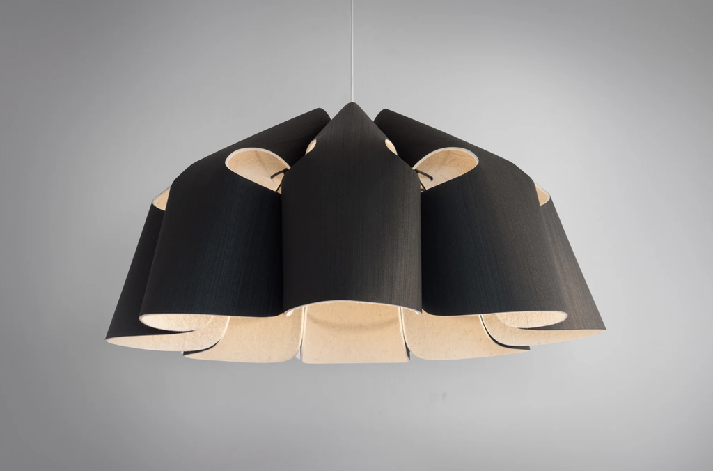 Victoria 75 Oval Colgante Madera Reconstituida Di.75cm E27 Ebano