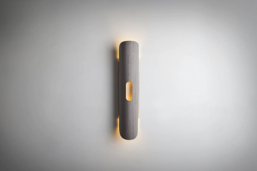 Lupe 40 Aplique Madera Reconstituida H.40cm E27 Roble Gris