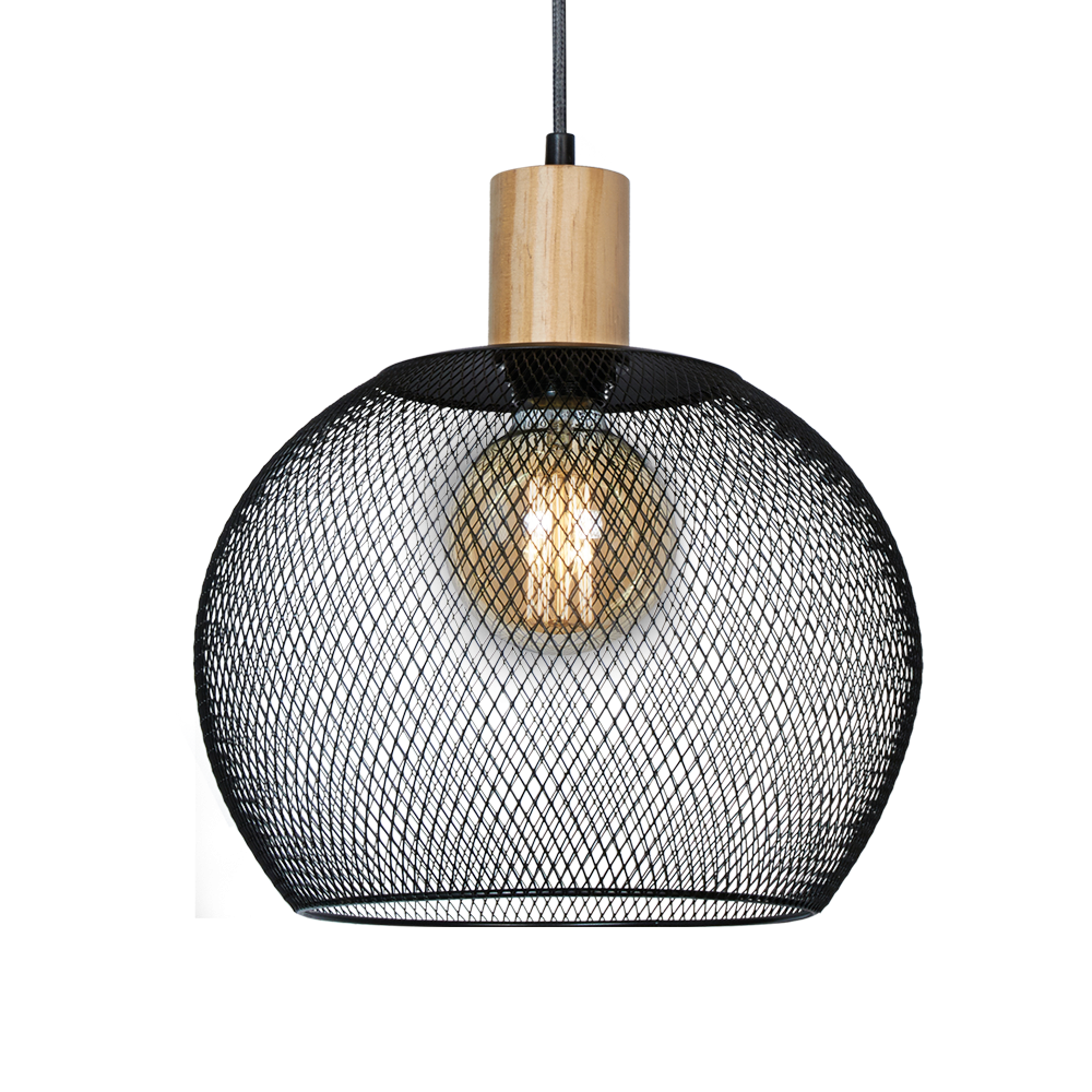 Osaka L Colgante Di.30cm 1L E27 Madera/Negro