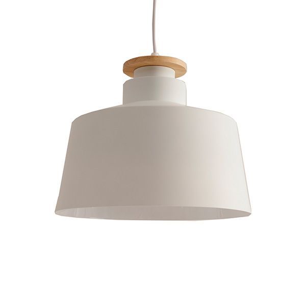 Zarek Colgante Aluminio/Madera 1 Luz E27 220v Di.30xh.24Cm Blanco Mate