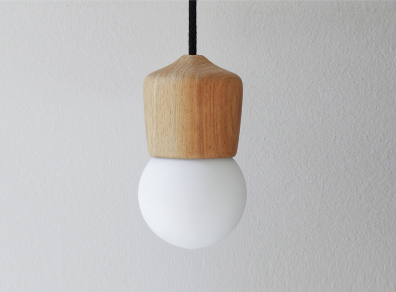 Tunito Colgante Madera Cerejeira E27 Led Gota Di.10xh18cm