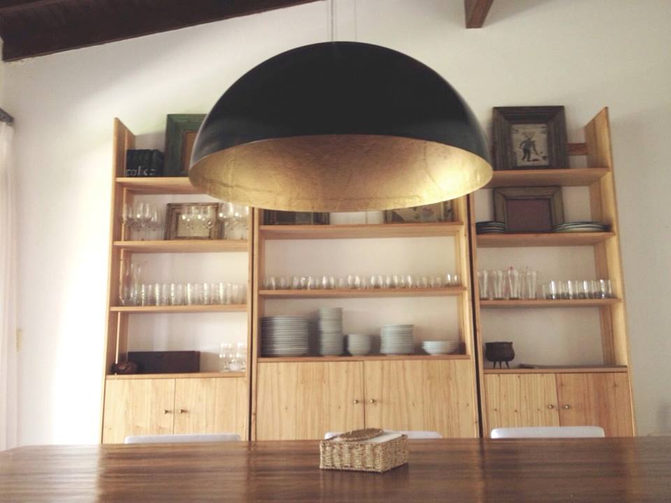 Domo Campana Resina Di:70X40Cm 1XE27 40W Negro Interior Dorado