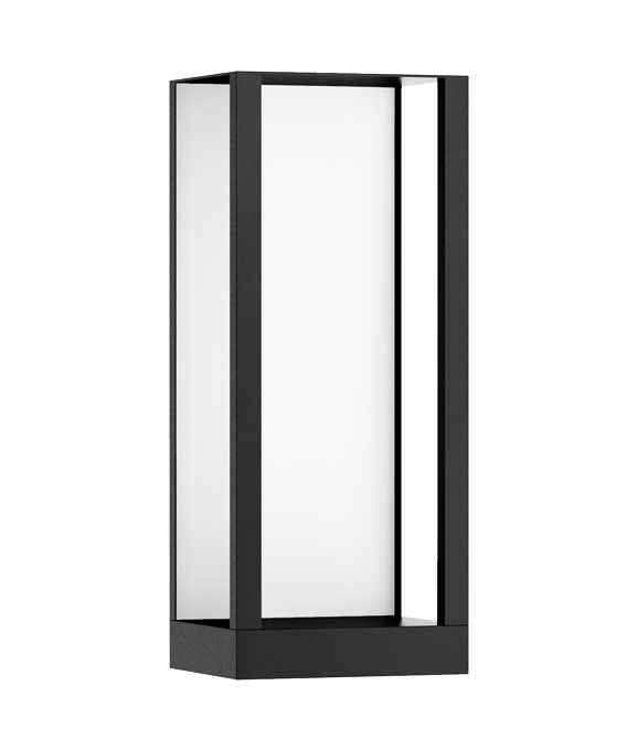 Zat 45 Square Aplique Pared IP66 Led 13W 2700K Cri80 220V H.45cm Negro