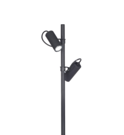 Spot C/Jabalina 2 Luces PAR16 GU10 h.300mm IP44 Negro Texturado