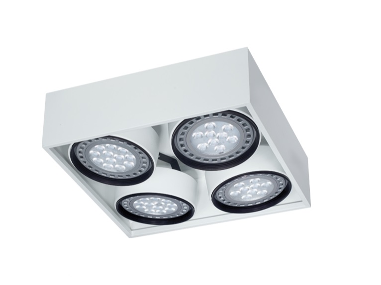 Box Plafon Cuadrado Movil 4Luces AR111 GU10 286x286mm Blanco Texturado