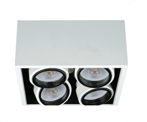 Matrix P Plafon Cuadrado Movil 4Luces PAR16 GU10 165x165mm Blanco Texturado