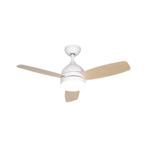 [422 C] Ventilador 3 Aspas 3 Vel. Led 24W 3000/4000/6000K Dimerizable Blanco/Madera Natural