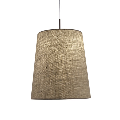 [CO7411-02 YKO PL] Liv Colgante Conica 2L E27 Di.35x45xh.50Cm Cañamo Oscuro Con Tapa Cromo