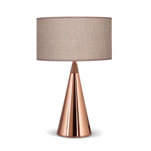 [VE7600-01 ZKC CB] Icono Velador Cilindrica 1L E27 Cañamo Claro h.48cm Cobre