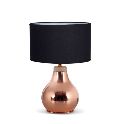 [VE7650-01 ZLN CB] Mari Velador Cilindrica 1L E27 Lienzo Negro h.36cm Cobre