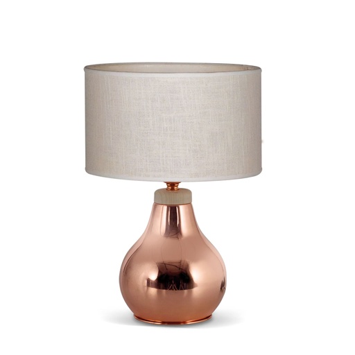 [VE7650-01 ZKC CB] Mari Velador Cilindrica 1L E27 Cañamo Claro h.36cm Cobre