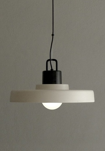 [Demi Colgar] Demi Colgante Ceramica/Aluminio E27 Blanco C/Cabezal Negro