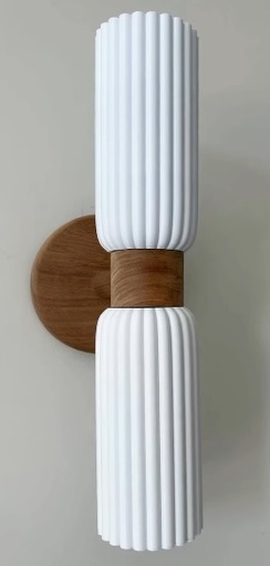 [BIS TRESDE BL] Bis Doble Tresde Aplique c/Lamp Led 2xG9 3,5W Blanco y Madera